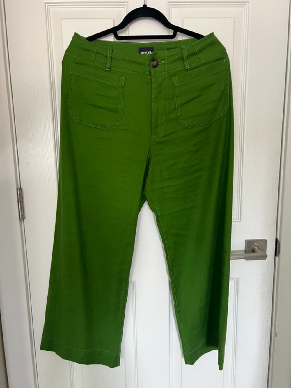 Anthropologie Maeve Colette Cropped Wide-Leg Linen Green - Picture 2 of 4